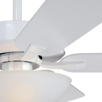 Albert 52-Inch Five-Blade Indoor Ceiling Fan, White Finish with LED Light Fixture