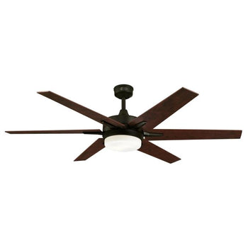 Cayuga 60-Inch Six-Blade Indoor Smart WiFi Ceiling Fan, Black-Bronze Finish with Dimmable LED Light Fixture, Remote Control Included