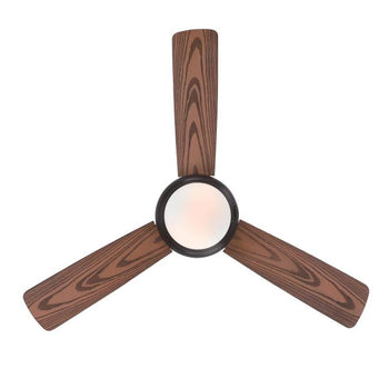 Halley 44-Inch Three-Blade Indoor/Outdoor Smart WiFi Ceiling Fan, Black-Bronze Finish with Dimmable LED Light Fixture, Remote Control Included