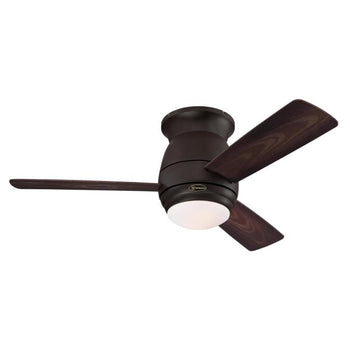 Halley 44-Inch Three-Blade Indoor/Outdoor Smart WiFi Ceiling Fan, Black-Bronze Finish with Dimmable LED Light Fixture, Remote Control Included