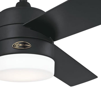 Alta Vista 52-Inch Three-Blade Indoor Alexa Enabled Smart WiFi Ceiling Fan, Matte Black Finish with Dimmable LED Light Fixture, Remote Control Included
