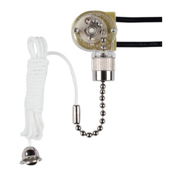 Fan Light Switch with Chrome Finish Pull Chain