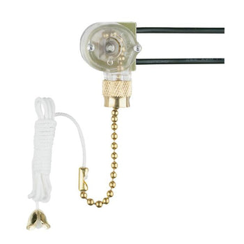 Fan Light Switch with Polished Brass Finish Pull Chain