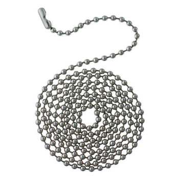 3-Foot Beaded Chain with Connector, Stainless Steel Finish