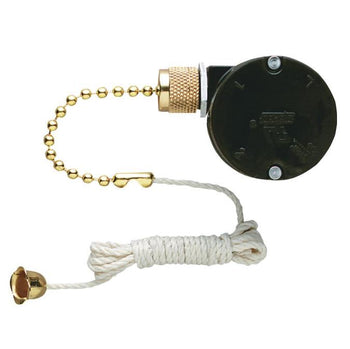 3-Speed Fan Switch with Polished Brass Finish Pull Chain