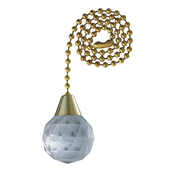 Prismatic Acrylic Sphere Pull Chain, Polished Brass Finish