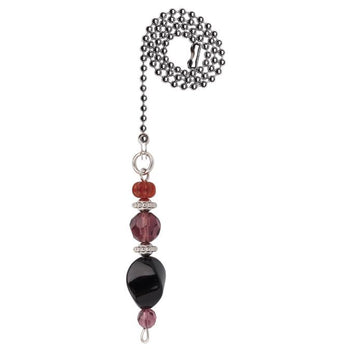 Burgundy and Orange Beads Pull Chain, Chrome Finish