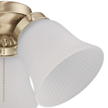 3 Light LED Cluster Light Kit, Polished Brass Finish, Frosted Ribbed Glass