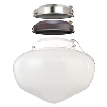 3-in-1 LED Schoolhouse Light Kit, Multi Finish Fitters, White Opal Glass, Damp Location, ENERGY STAR