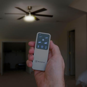 Backlit Display 4 Speed Silver Ceiling Fan and Light Remote Control