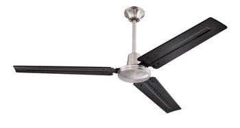Jax Industrial-Style 56-Inch Three-Blade Indoor Ceiling Fan, Brushed Nickel Finish, Wall Control Included