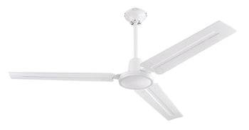 Jax Industrial-Style 56-Inch Three-Blade Indoor Ceiling Fan, White Finish, Wall Control Included