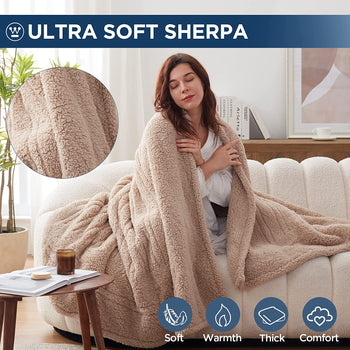Electric Heated Throw Sherpa Camel