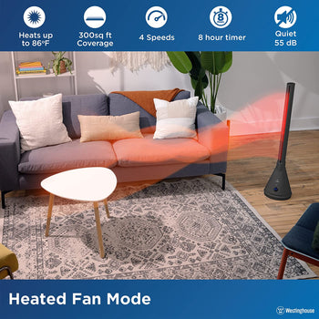 40” 2-in-1 Digital Bladeless Fan with Heater Black