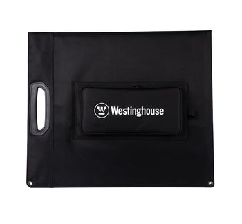 Westinghouse | WSolar100p solar panel shown folded of the front view on a white background