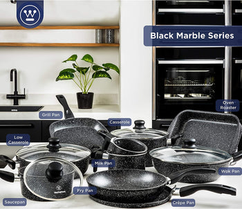 Black marble frying pan (9.5