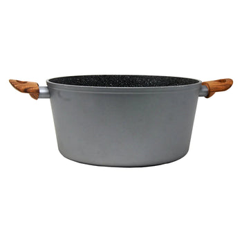 Gray and wood marble finish casserole pot (9.5