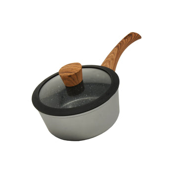 Gray and wood marble finish sauce pan (7