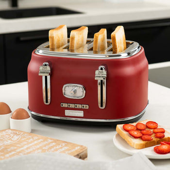 Retro Series 4 Slice Toaster - Red
