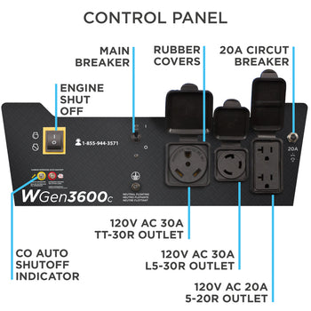 WGen3600c Generator with CO Sensor