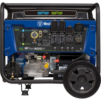 Westinghouse | WGen9500DF portable generator front view on a white background.